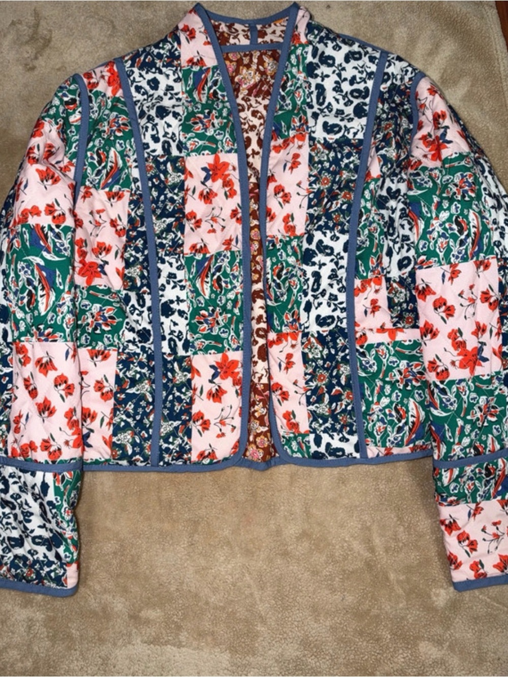 Quilted Reversible Floral Patchwork Jacket w/ pockets